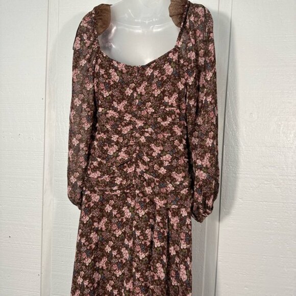 Astr the Label Women’s Brown Sweetheart Neck Long-Sleeve Midi Dress SZ Small N… - Picture 9 of 13